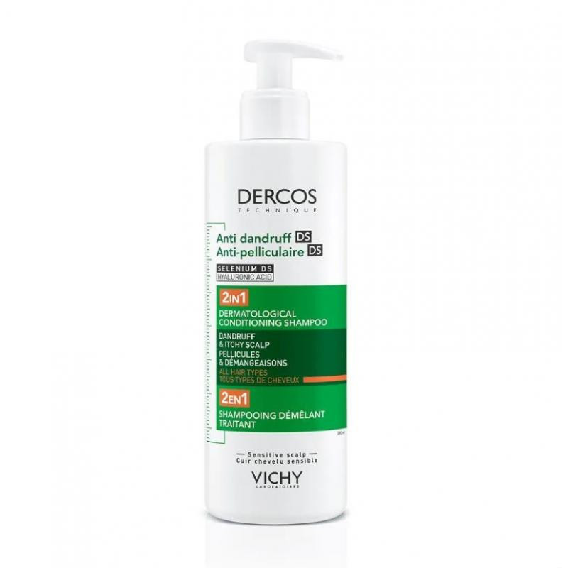 Vichy Dercos Szampon Przeciwłupieżowy z odżywką 2w1, 390 ml