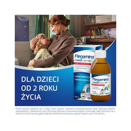 Flegamina Junior o smaku truskawkowym, 200 ml
