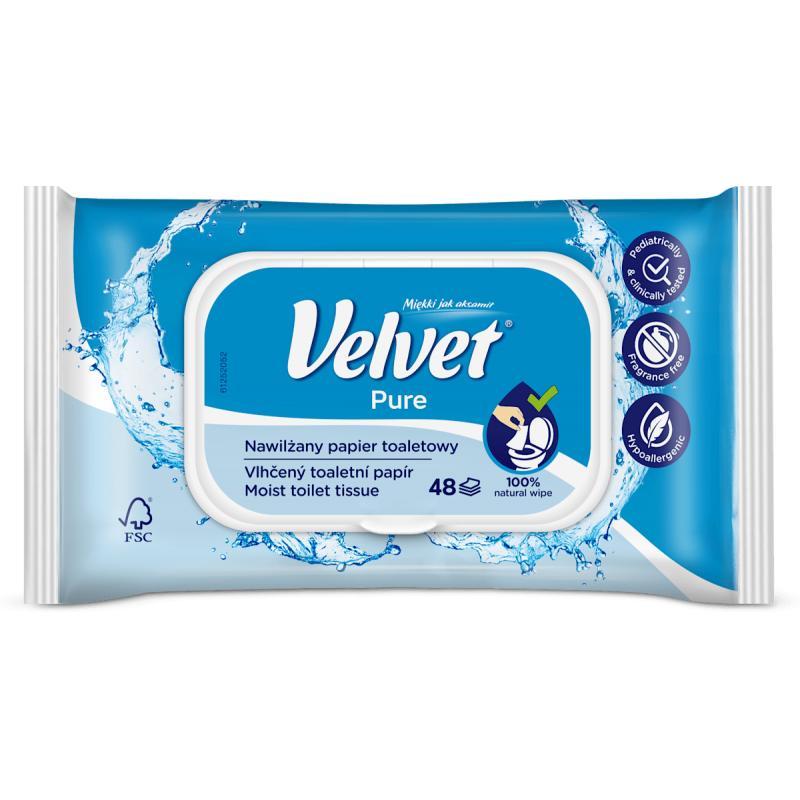 Velvet Pure Papier toaletowy, nawilżany, 48 sztuk
