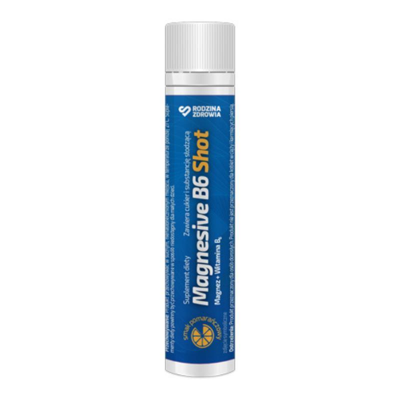 Rodzina Zdrowia Magnesive B6 Shot o smaku pomarańczowym, 25 ml