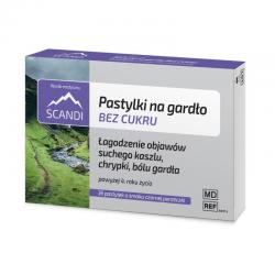 Scandi Pastylki na gardło o smaku czarnej porzeczki, bez cukru, 36 sztuk