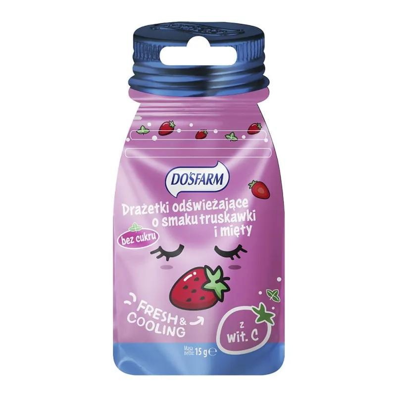 Dosfarm Drażetki odświeżające, mięta i truskawka, 15 g