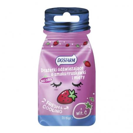 Dosfarm Drażetki odświeżające, mięta i truskawka, 15 g