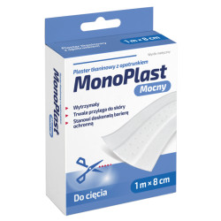 MonoPlast Plaster z opatrunkiem tkaninowy, biały, 1 m x 8 cm, 1 sztuka
