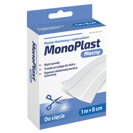MonoPlast Plaster z opatrunkiem tkaninowy, biały, 1 m x 8 cm, 1 sztuka