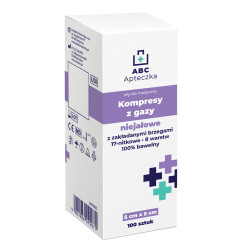 Apteczka ABC Kompresy niejałowe z gazy 17-nitkowej, 5 cm x 5 cm, 100 sztuk
