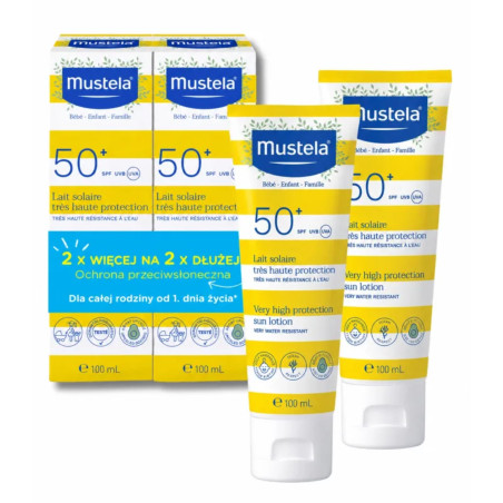 Mustela Sun Mleczko przeciwsłoneczne SPF 50+, 2 x 100 ml