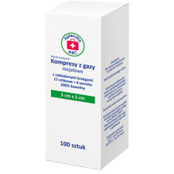 Apteczka ABC Kompresy jałowe z gazy 17-nitkowe, 12-warstwowe, 5 cm x 5 cm, 3 sztuki