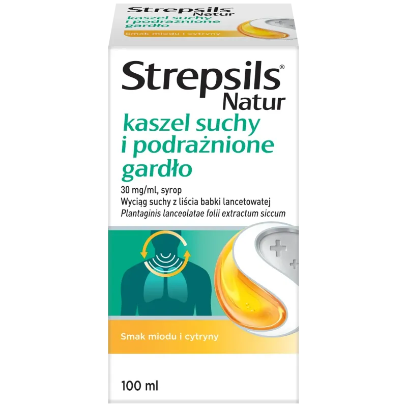 Strepsils Natur kaszel suchy i podrażnione gardło 30 mg/ml, syrop, 100 ml