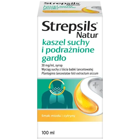 Strepsils Natur kaszel suchy i podrażnione gardło 30 mg/ml, syrop, 100 ml