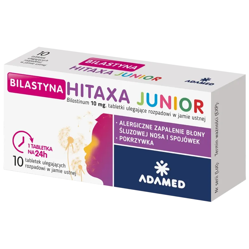 Bilastyna Hitaxa Junior 10 mg, 10 tabletek ulegających rozpadowi w jamie ustnej