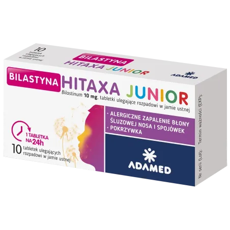 Bilastyna Hitaxa Junior 10 mg, 10 tabletek ulegających rozpadowi w jamie ustnej