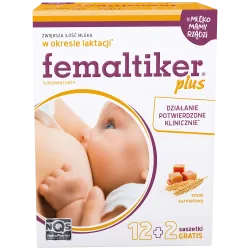 Femaltiker Plus o smaku karmelowym, 12 saszetek+ 2 saszetki gratis