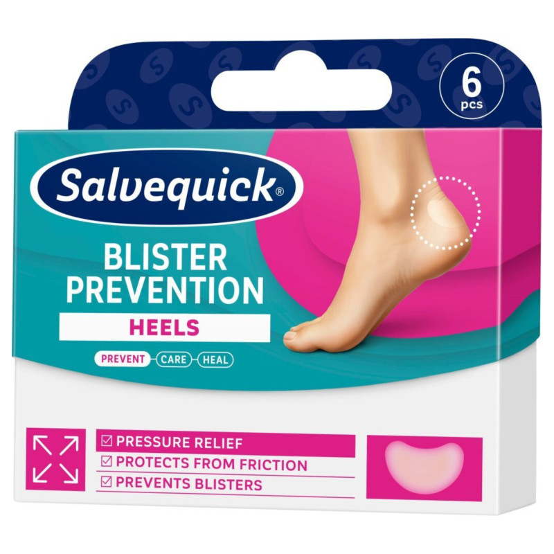 Salvequick Blister Prevention Heels, plastry na odciski, 6 sztuk