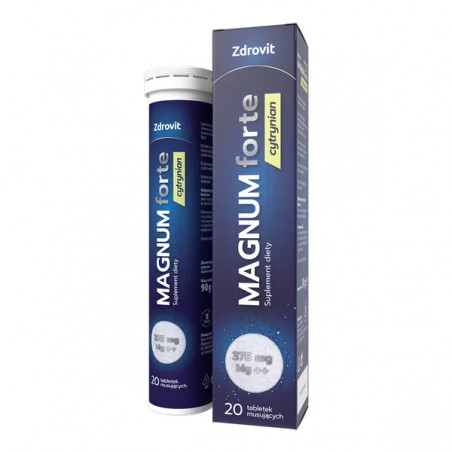 Zdrovit Magnum forte cytrynian, tabletki musujące, 20 sztuk