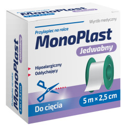 MonoPlast jedwabny przylepiec 5 m x 2,5 cm, 1 sztuka