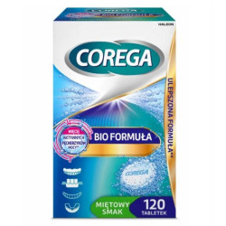 Corega Bio Formuła Tabletki do czyszczenia protez zębowych, 120 tabletek musujących