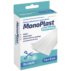 MonoPlast Plaster z opatrunkiem włókninowy, delikatny, 1 m x 6 cm
