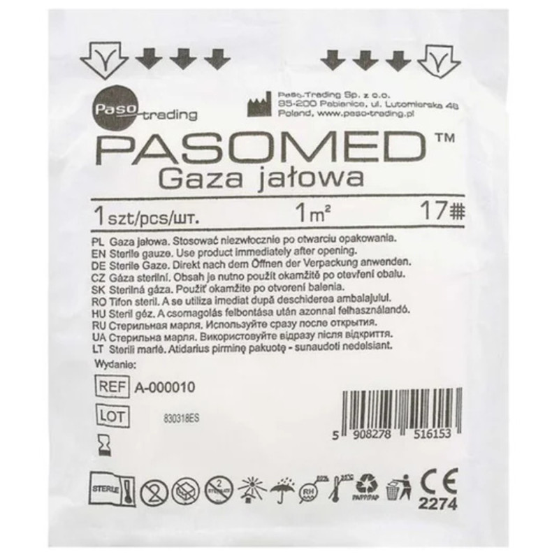 Pasomed Gaza jałowa 17-nitkowa, 1m2, 1 sztuka