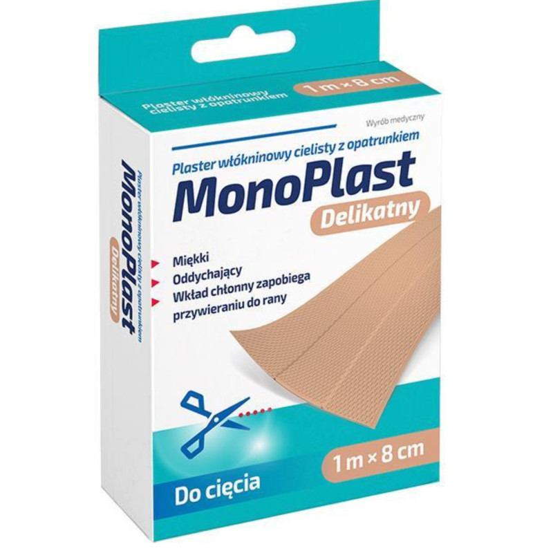 Plaster MonoPlast Delikatny Cielisty, 1 m x 8 cm, 1 sztuka