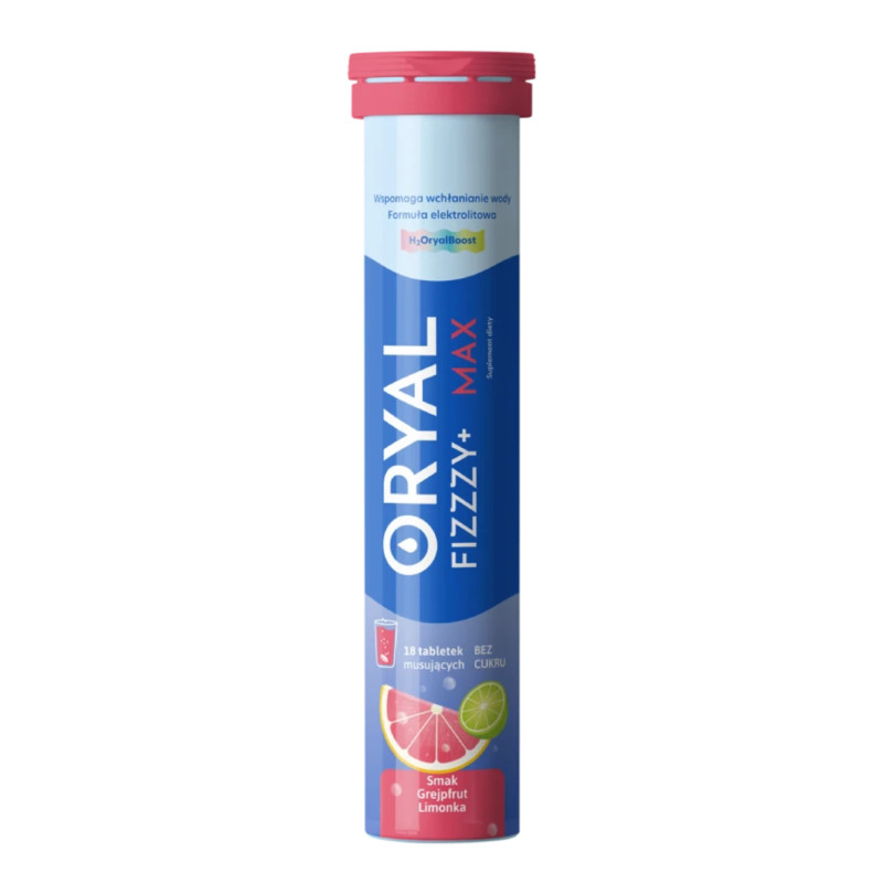 Oryal Fizzzy+ Max o smaku grejpfrutowo-limonkowym, 18 tabletek musujących