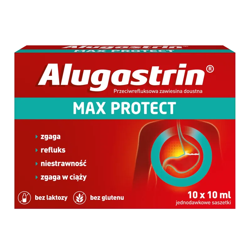 Alugastrin Max Protect, zawiesina doustna, 10 saszetek