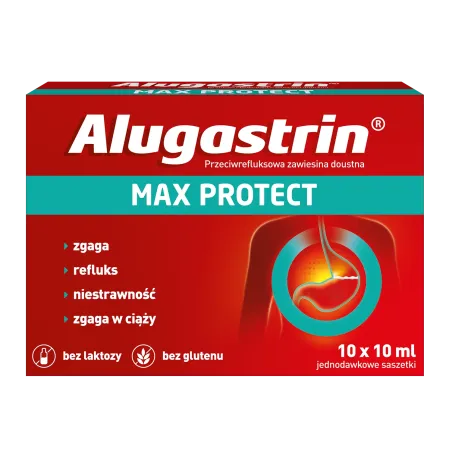 Alugastrin Max Protect, zawiesina doustna, 10 saszetek