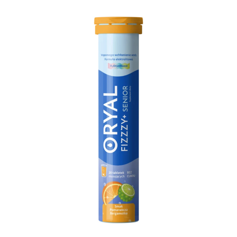Oryal Fizzzy+ Senior o smaku pomarańcza-bergamotka, 20 tabletek musujących