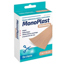 MonoPlast Plaster włókninowy, delikatny, cielisty, 1 m x 6 cm, 1 sztuka