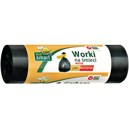 Paclan Bee Smart worki na śmieci czarne 60 litrów, 10 sztuk