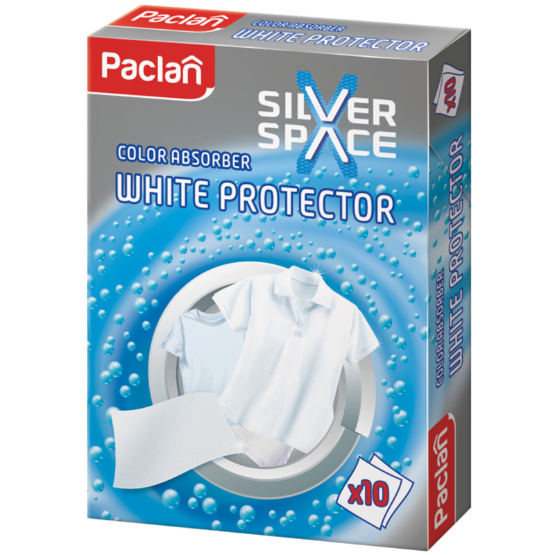 Paclan Silver space chusteczki do prania białego, 10 sztuk