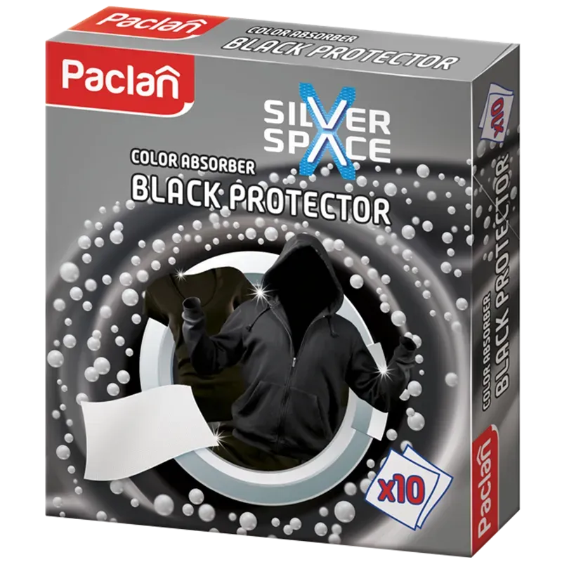 Paclan Silver Space chusteczki do prania czarnego, 10 sztuk