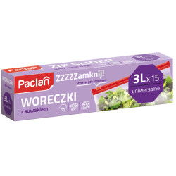 Paclan Woreczki z suwakiem 3l, 15 sztuk
