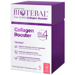 Biotebal Hair & Skin Collagen Booster, smak liczi, 30 saszetek po 25 ml