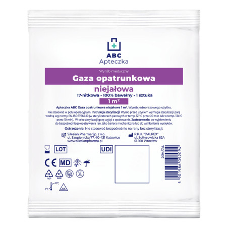 Apteczka ABC Gaza opatrunkowa niejałowa 17-nitkowa 1m2, 1 sztuka